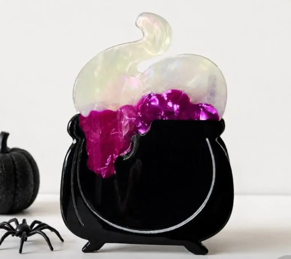 Halloween Witches Pot Brew Hair Claw Clip New